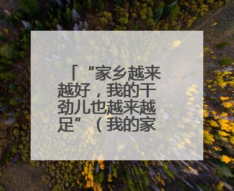 “家乡越来越好，我的干劲儿也越来越足”（我的家乡我建设）