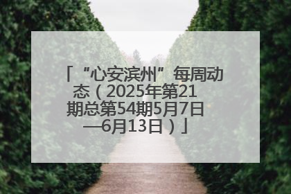 “心安滨州”每周动态（2025年第21期总第54期5月7日—6月13日）