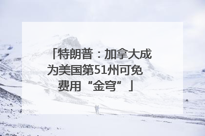 特朗普：加拿大成为美国第51州可免费用“金穹”