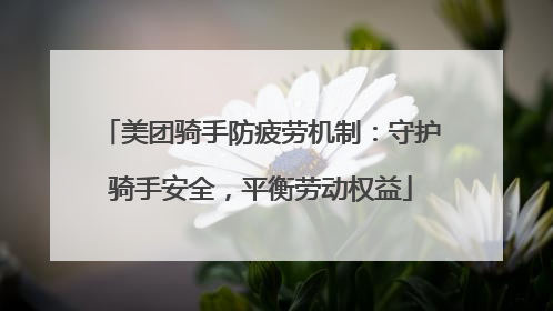 美团骑手防疲劳机制：守护骑手安全，平衡劳动权益