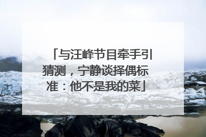 与汪峰节目牵手引猜测，宁静谈择偶标准：他不是我的菜
