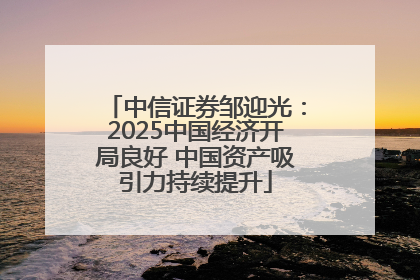 中信证券邹迎光：2025中国经济开局良好 中国资产吸引力持续提升
