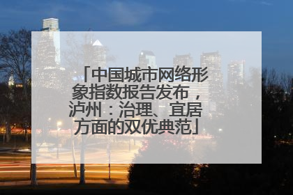 中国城市网络形象指数报告发布，泸州：治理、宜居方面的双优典范