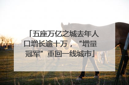 五座万亿之城去年人口增长逾十万，“增量冠军”重回一线城市