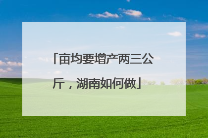 亩均要增产两三公斤，湖南如何做