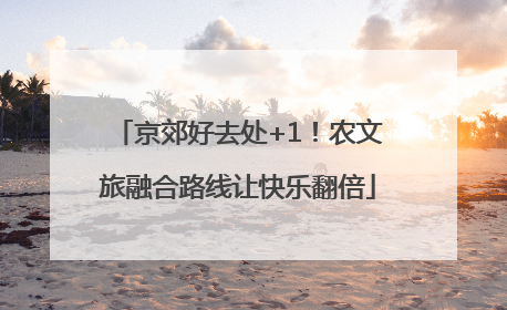 京郊好去处+1！农文旅融合路线让快乐翻倍