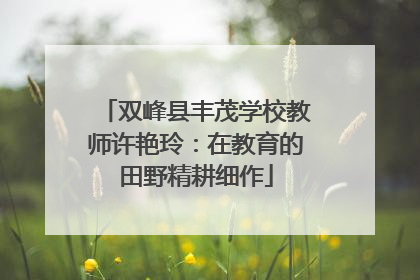 双峰县丰茂学校教师许艳玲：在教育的田野精耕细作