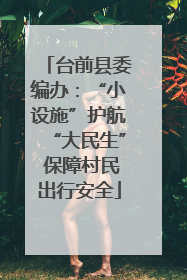 台前县委编办：“小设施”护航“大民生” 保障村民出行安全