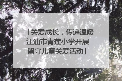 关爱成长，传递温暖 江油市青莲小学开展留守儿童关爱活动