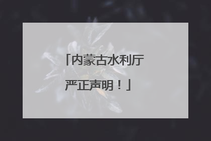 内蒙古水利厅严正声明！