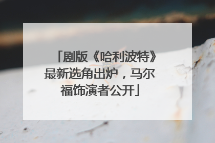 剧版《哈利波特》最新选角出炉，马尔福饰演者公开