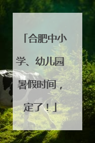 合肥中小学、幼儿园暑假时间，定了！