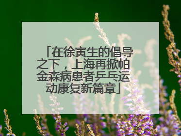 在徐寅生的倡导之下，上海再掀帕金森病患者乒乓运动康复新篇章