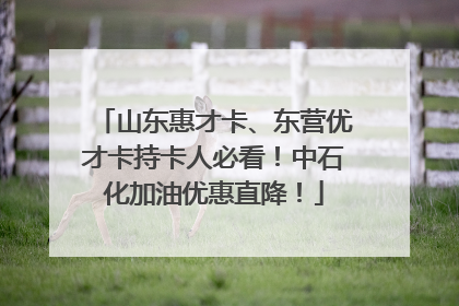山东惠才卡、东营优才卡持卡人必看！中石化加油优惠直降！