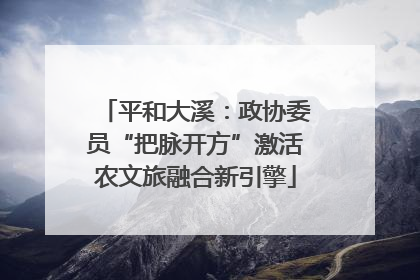 平和大溪：政协委员“把脉开方”激活农文旅融合新引擎
