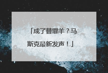 成了替罪羊？马斯克最新发声！