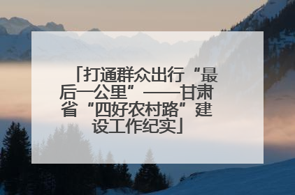 打通群众出行“最后一公里”——甘肃省“四好农村路”建设工作纪实