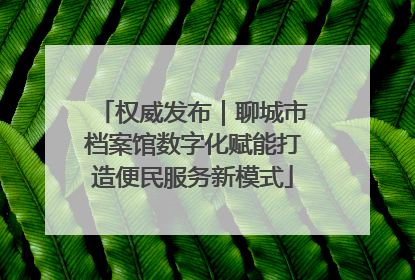 权威发布｜聊城市档案馆数字化赋能打造便民服务新模式