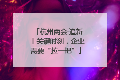 杭州两会·追新丨关键时刻，企业需要“拉一把”