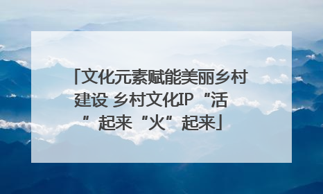 文化元素赋能美丽乡村建设 乡村文化IP“活”起来“火”起来