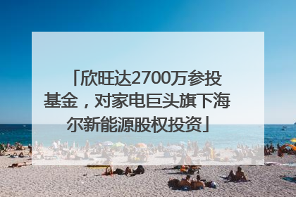 欣旺达2700万参投基金，对家电巨头旗下海尔新能源股权投资