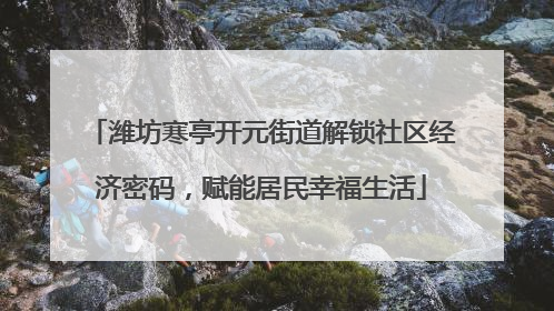 潍坊寒亭开元街道解锁社区经济密码，赋能居民幸福生活