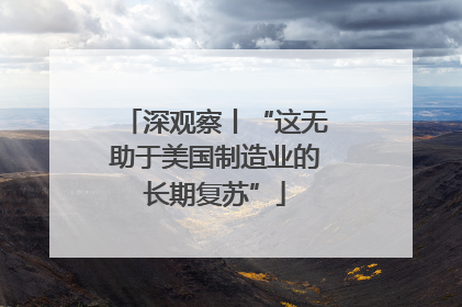 深观察丨“这无助于美国制造业的长期复苏”