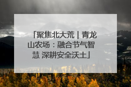 聚焦北大荒｜青龙山农场：融合节气智慧 深耕安全沃土