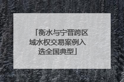 衡水与宁晋跨区域水权交易案例入选全国典型