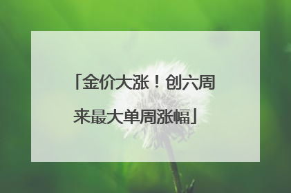 金价大涨！创六周来最大单周涨幅