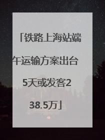 铁路上海站端午运输方案出台 5天或发客238.5万