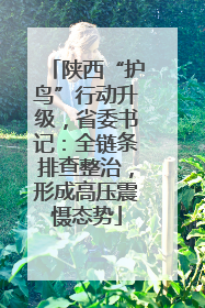 陕西“护鸟”行动升级，省委书记：全链条排查整治，形成高压震慑态势