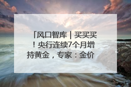 风口智库｜买买买！央行连续7个月增持黄金，专家：金价或仍易涨难跌