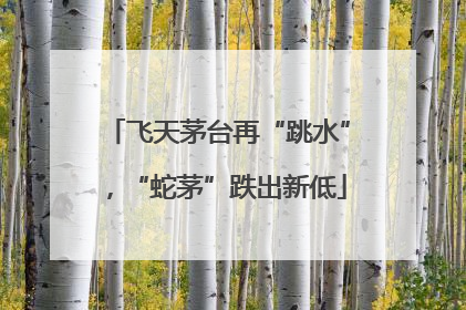 飞天茅台再“跳水”，“蛇茅”跌出新低