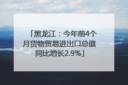 黑龙江：今年前4个月货物贸易进出口总值同比增长2.9%