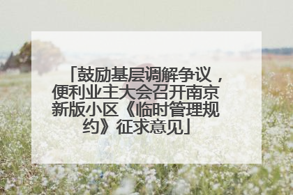 鼓励基层调解争议，便利业主大会召开南京新版小区《临时管理规约》征求意见