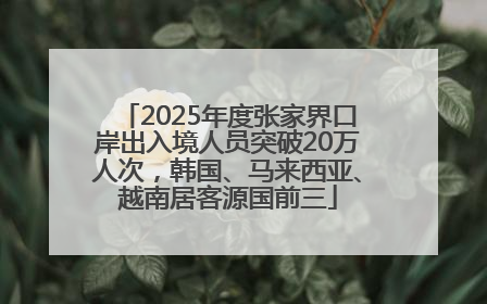 2025年度张家界口岸出入境人员突破20万人次，韩国、马来西亚、越南居客源国前三