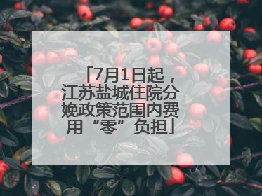 7月1日起，江苏盐城住院分娩政策范围内费用“零”负担