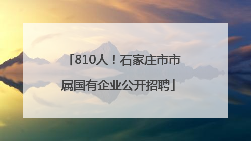 810人！石家庄市市属国有企业公开招聘